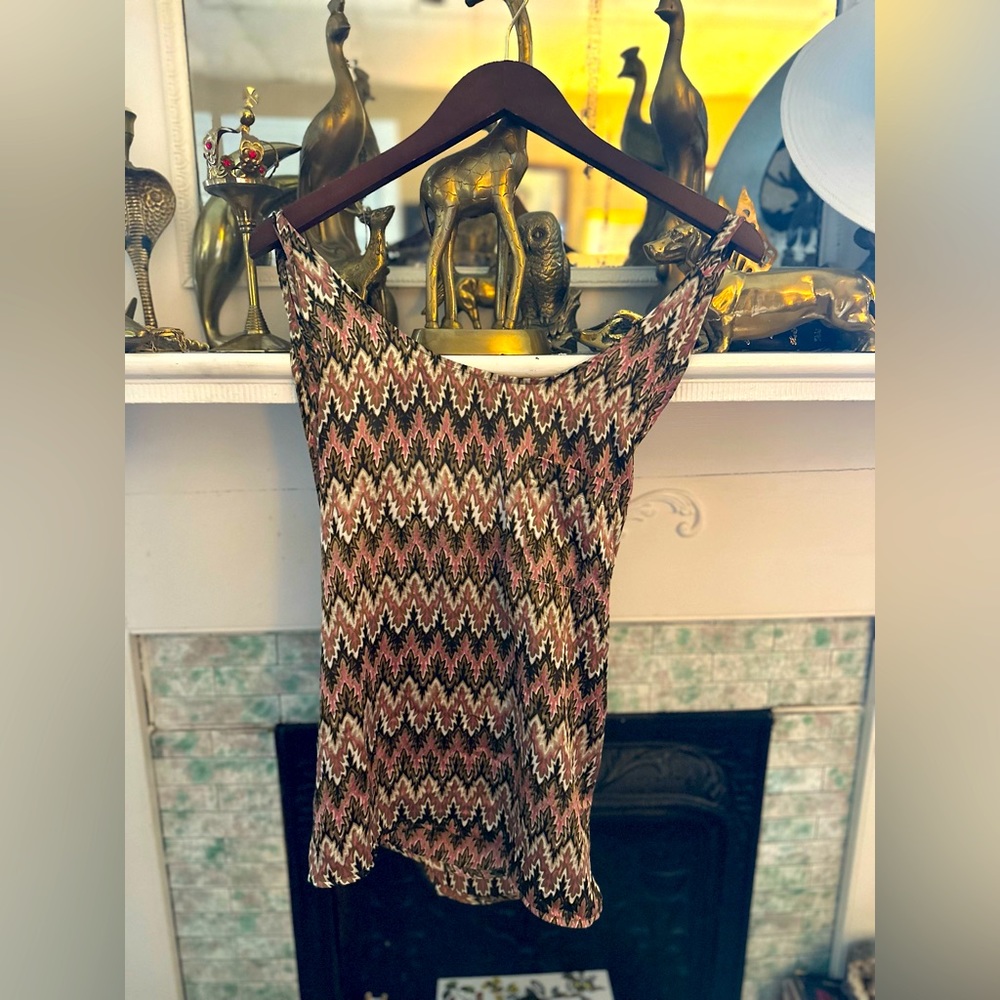 Chevron Cross Back Silk Tank